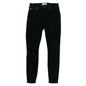 7 For All Mankind b(air) Mid-Rise Ankle Distressed Black Skinny Jeans 27X27